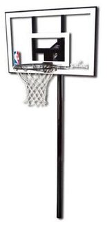 Баскетбольная стационарная стойка, поликарбонат Spalding 44 ' Silver In-Ground Арт.88596CN