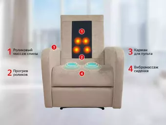 Массажное кресло реклайнер с электроприводом FUJIMO E-COMFORT CHAIR F3005 FEF Грейси, Терра, Ваниль